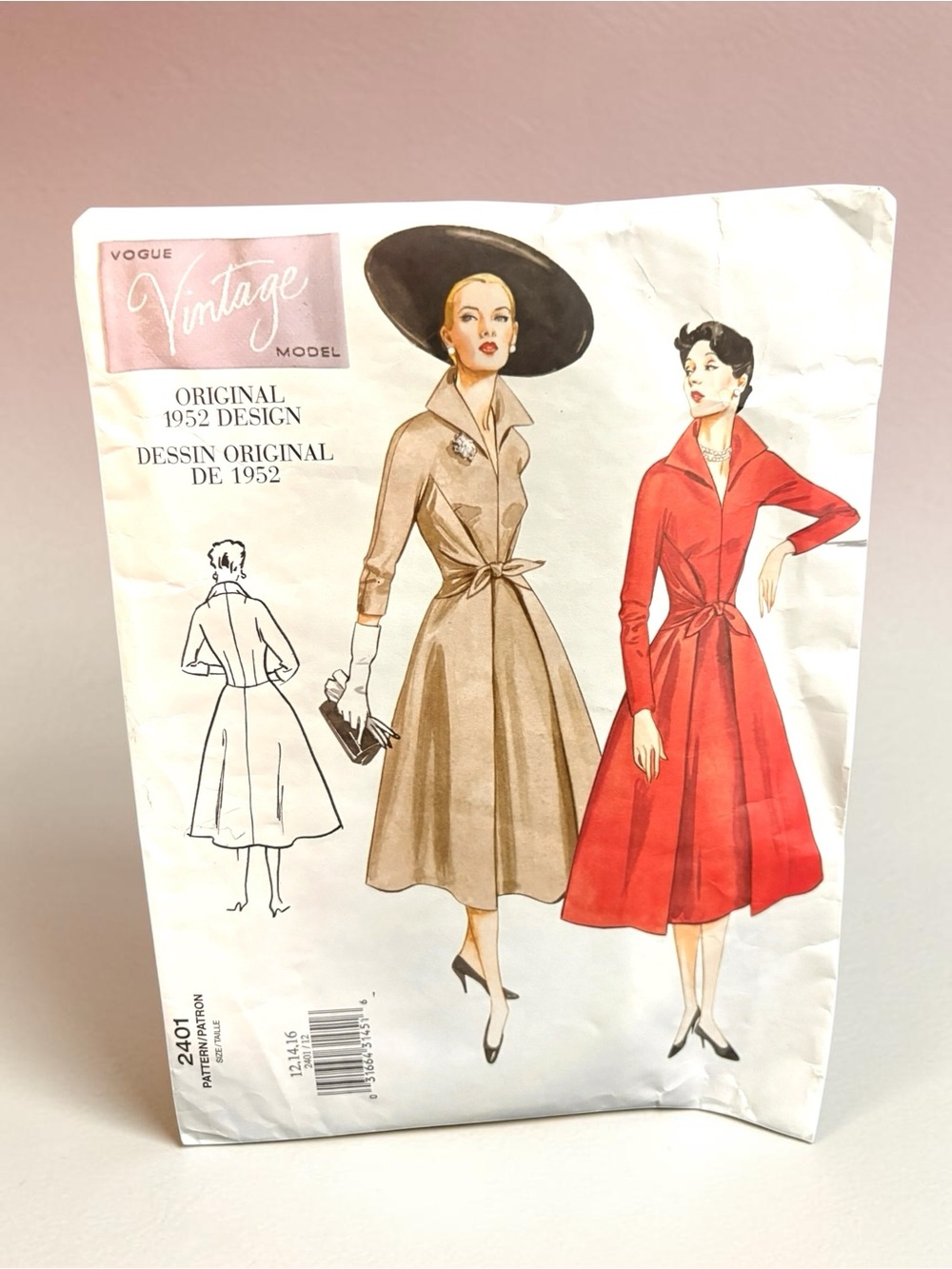 Vintage Vogue 1952 Original Design Dress Pattern, Uncut